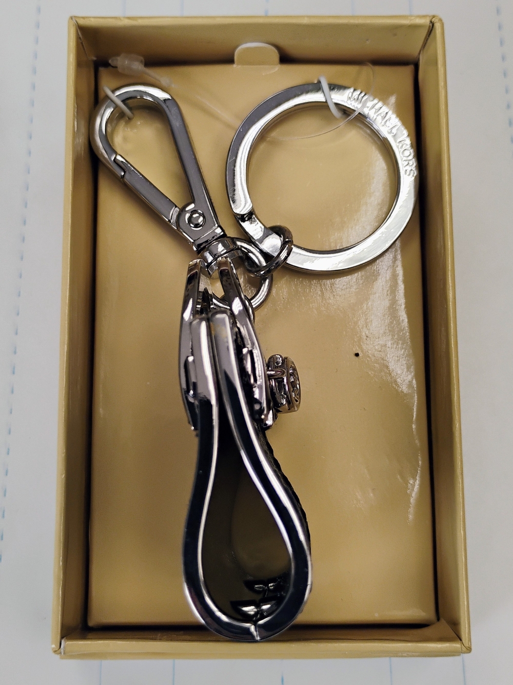 NWT Michael Kors Hamilton Bag Charm/Keyfob - Black/Silver - Picture 4 of 9